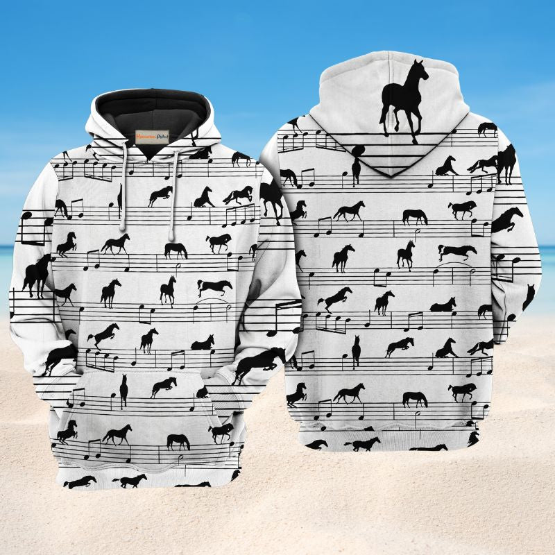 Horse Music Notes Art – 3D Hoodie