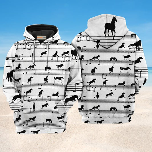 Horse Music Notes Art – 3D Hoodie