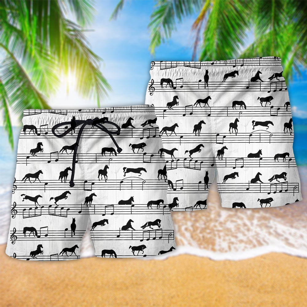 Horse Music Notes Minimal Style - Beach Short