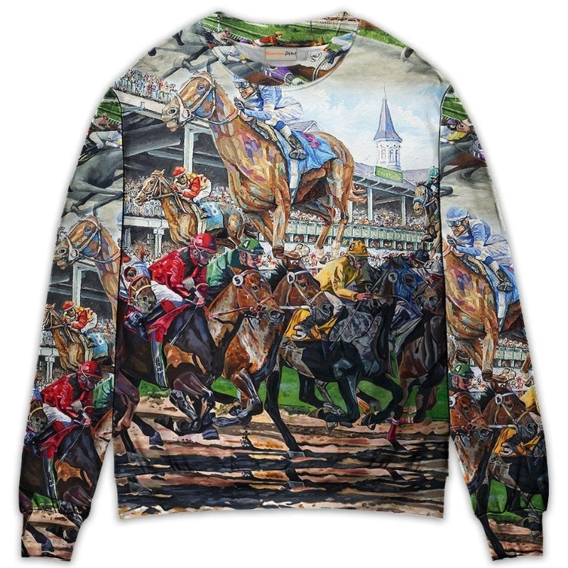 Horse Racing Be Strong Be Brave – Sweater - Ugly Christmas Sweater