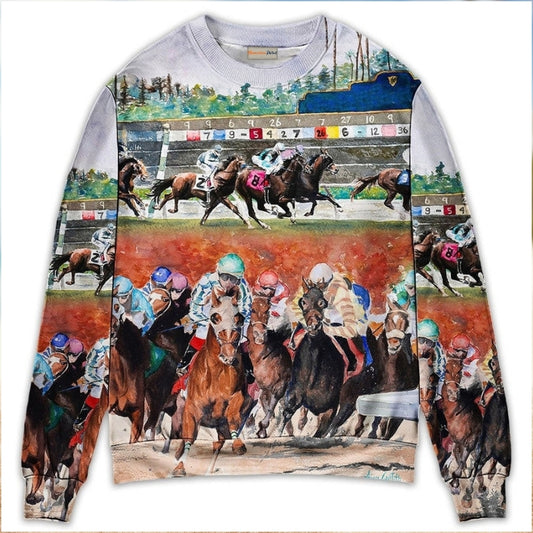 Horse Racing Wild Power Style – Sweater - Ugly Christmas Sweater