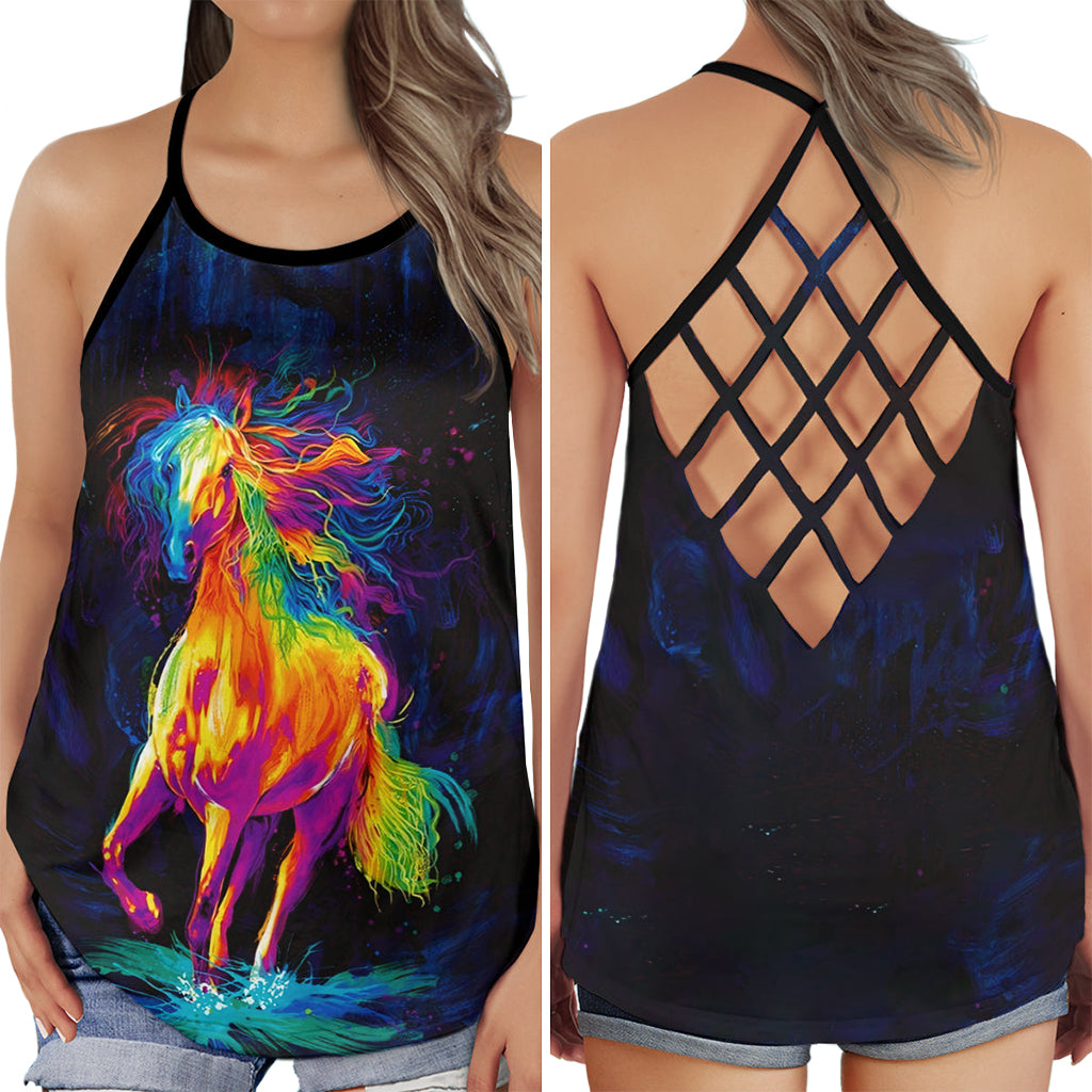 Horse Rainbow Run Colorful Collection – Hollow Tank Top