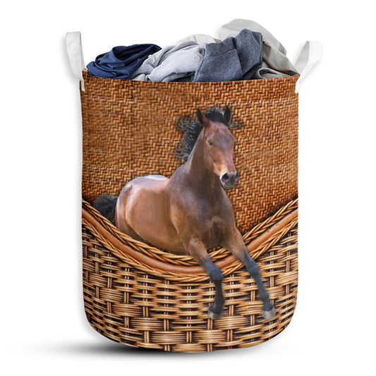 Horse Rattan Teaxture Type - Laundry Basket - Owls Matrix LTD