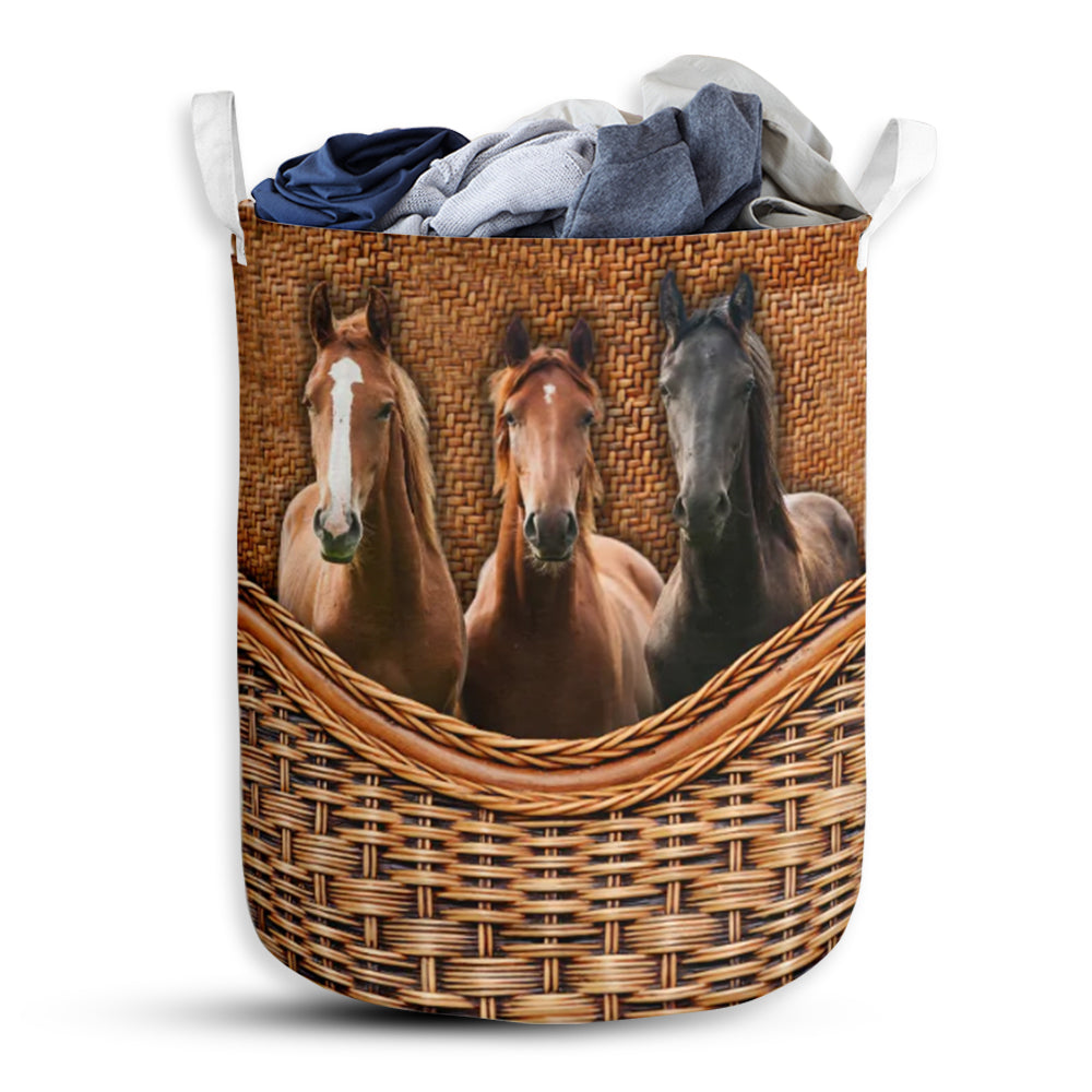 Horse Rattan Teaxture Cool Style - Laundry Basket - Owls Matrix LTD