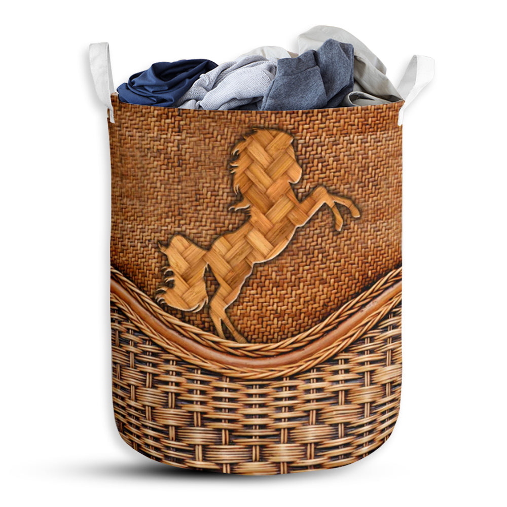 Horse Rattan Teaxture Nice Style - Laundry Basket - Owls Matrix LTD