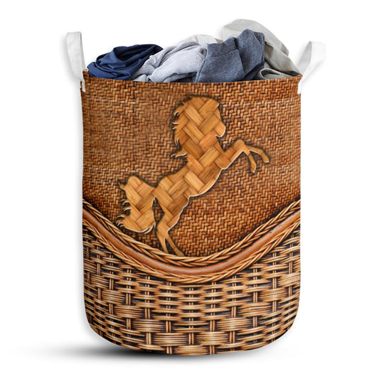 Horse Rattan Teaxture Nice Style - Laundry Basket - Owls Matrix LTD