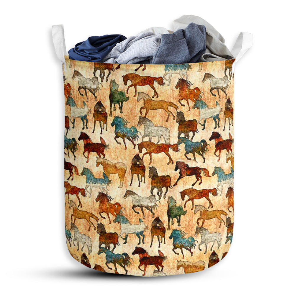 Horse Retro With Yellow Style - Laundry Basket