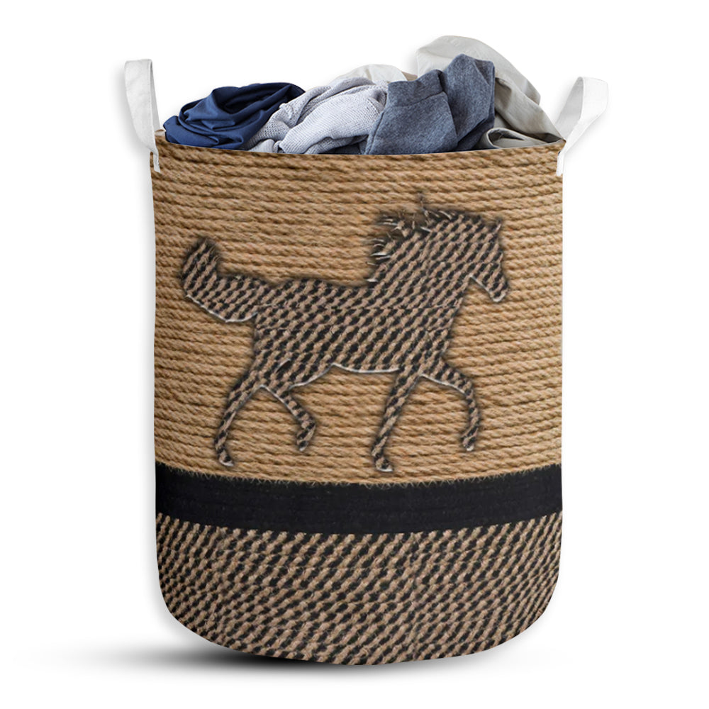 Horse Rope Wallpaper Black And Yellow - Laundry Basket - Owls Matrix LTD