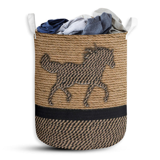 Horse Rope Wallpaper Black And Yellow - Laundry Basket - Owls Matrix LTD