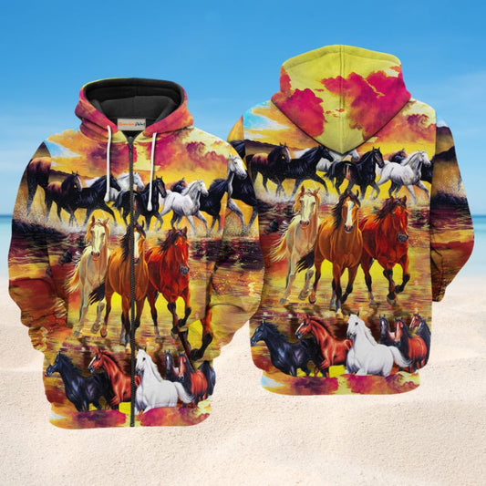 Horse Run Run Art – 3D Hoodie