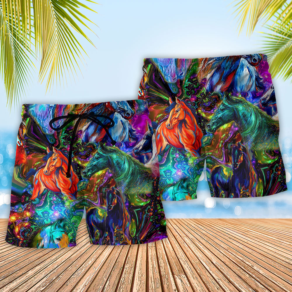 Colorful Horse Artistic Style – Beach Short