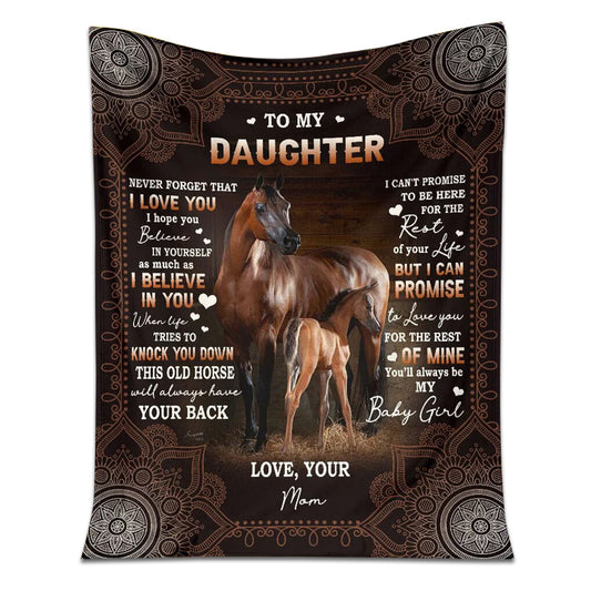 Horse To My Daughter Horse Brown 50 x 60 Inch Flannel Blanket For Cozy Bedroom And Sofa Decor