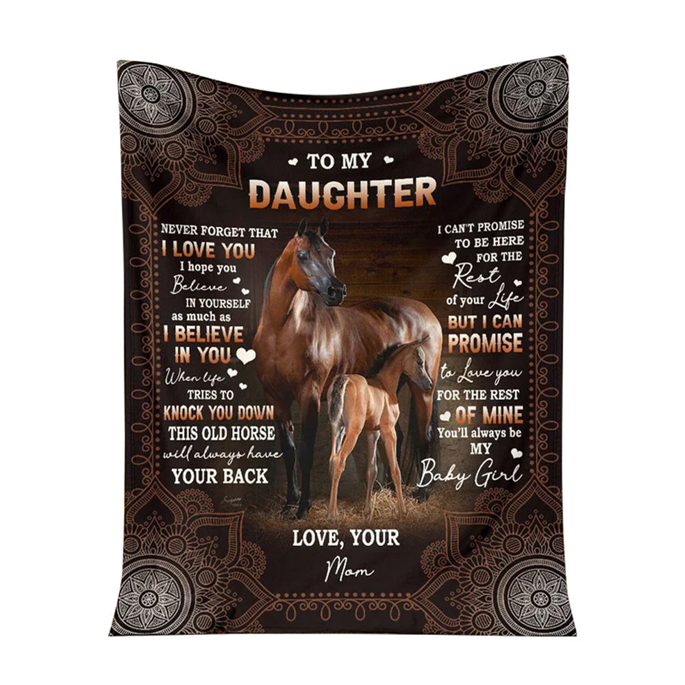 Horse To My Daughter Love Your Mom 50 x 60 Inch Flannel Blanket For Cozy Bedroom And Sofa Decor