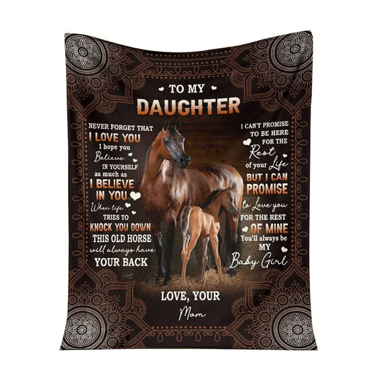 Horse To My Daughter Love Your Mom 50 x 60 Inch Flannel Blanket For Cozy Bedroom And Sofa Decor