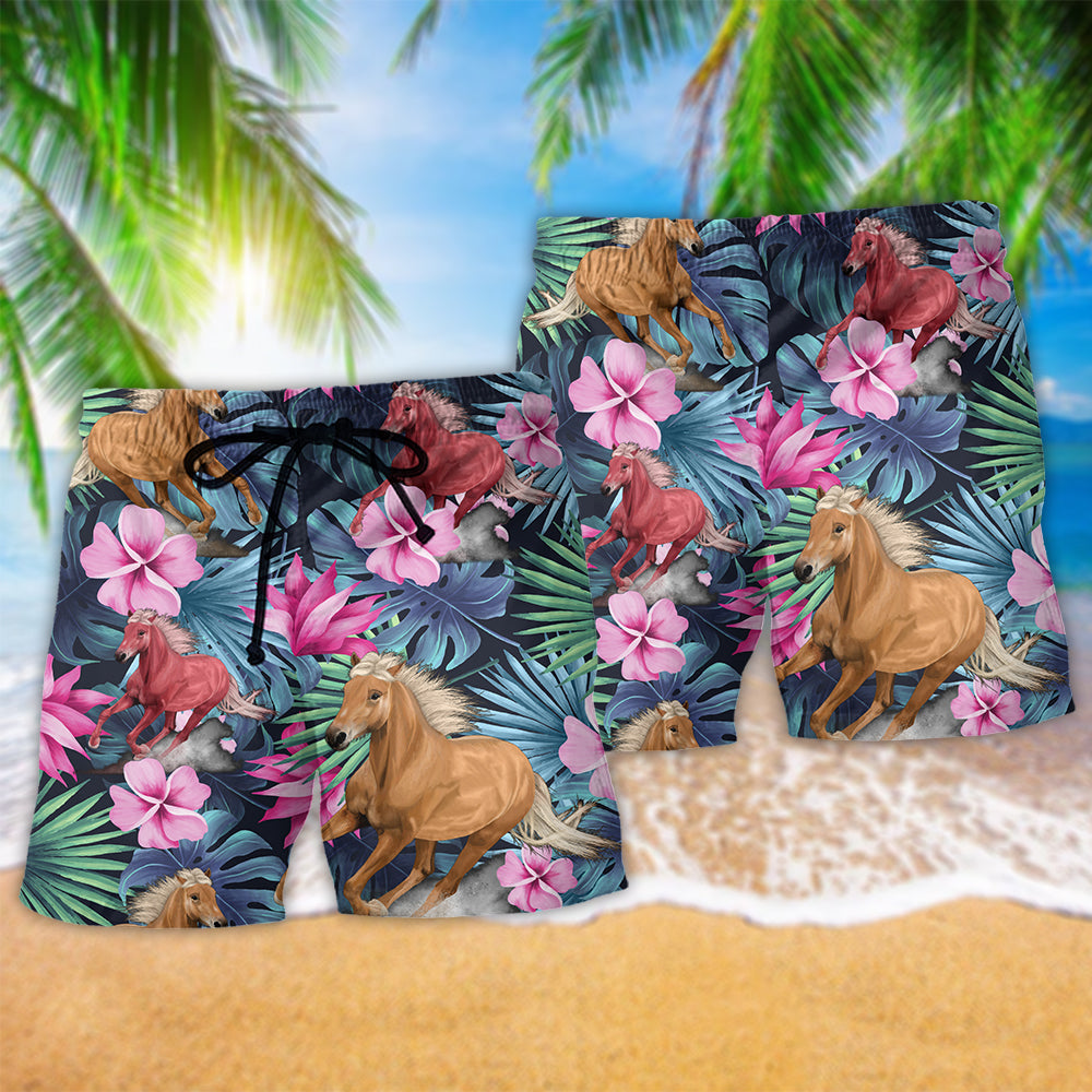 Horse Tropical Floral Summer Art – Beach Short