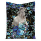 Horse White Horse Blue Flower 50 x 60 Inch Flannel Blanket For Cozy Bedroom And Sofa Decor