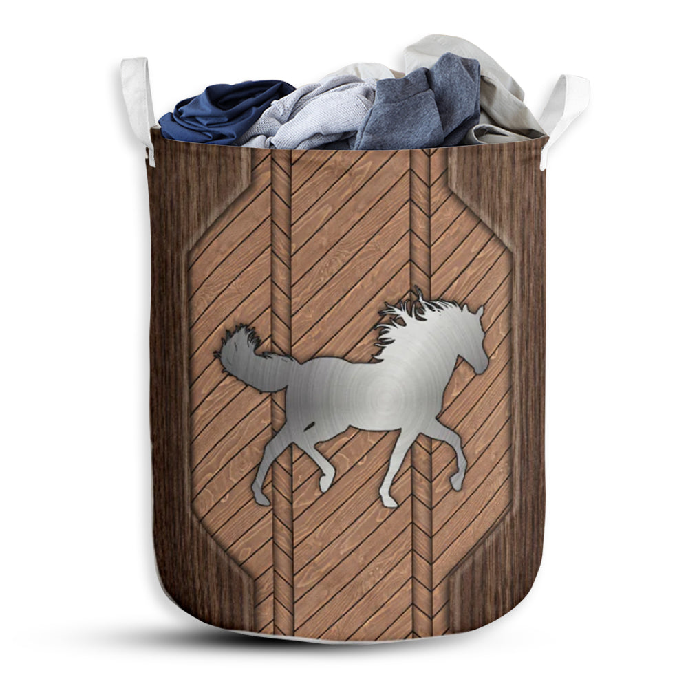 Horse Wood We Love Wood - Laundry Basket - Owls Matrix LTD