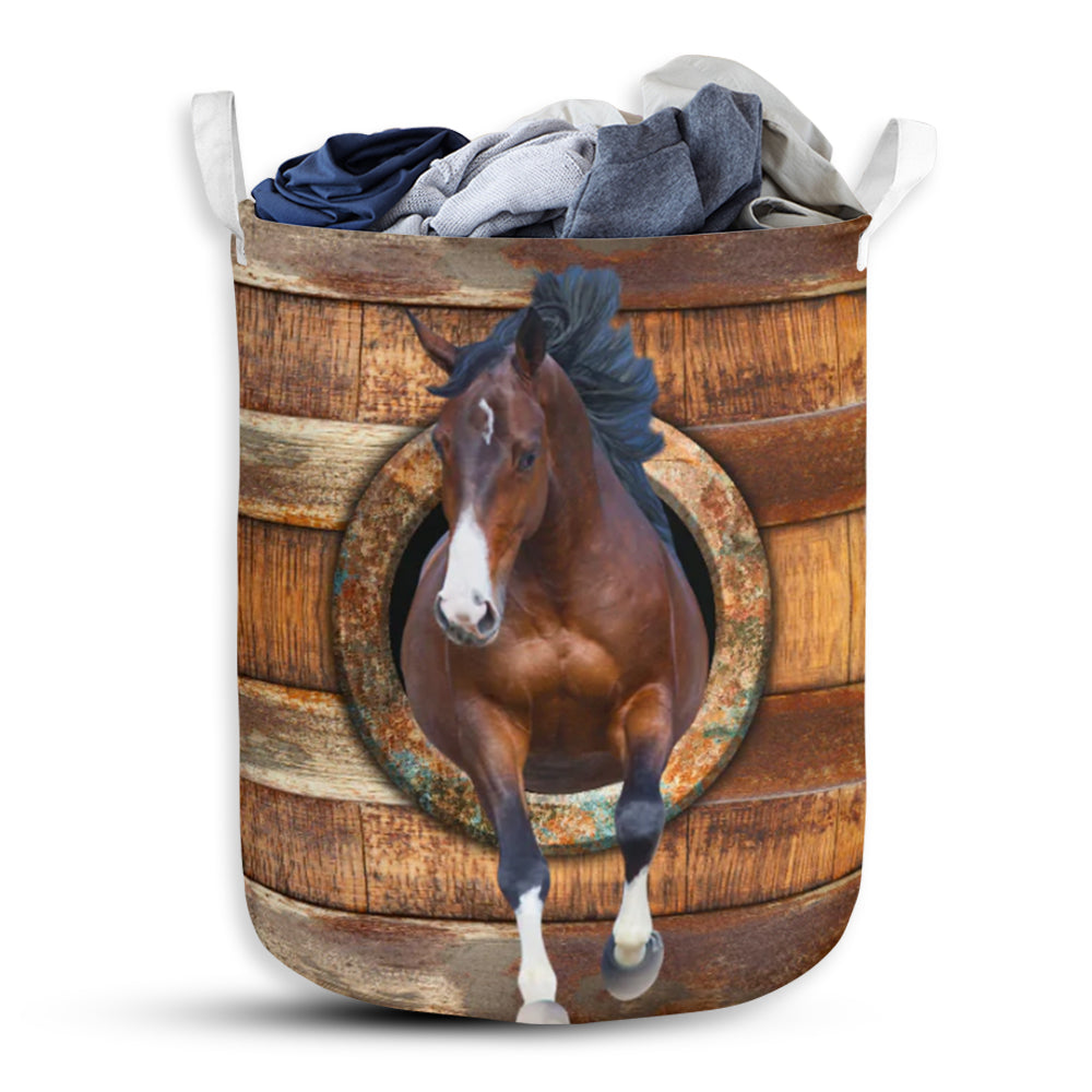 Horse Wood Vintage - Laundry Basket - Owls Matrix LTD