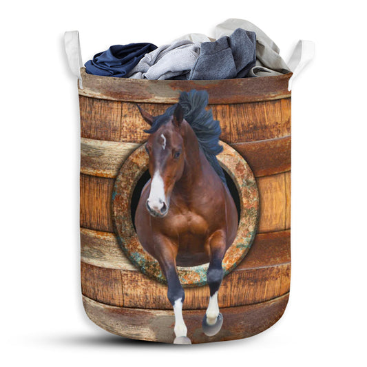 Horse Wood Vintage - Laundry Basket - Owls Matrix LTD