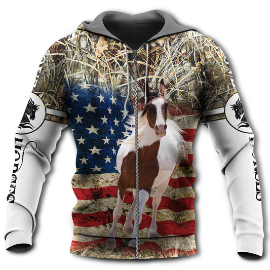 Horse America Patriotic Style - 3D Hoodie