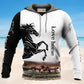 Horse Black White Elegant Style - 3D Hoodie