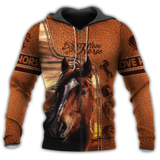 Horse Classic Leather Style - 3D Hoodie