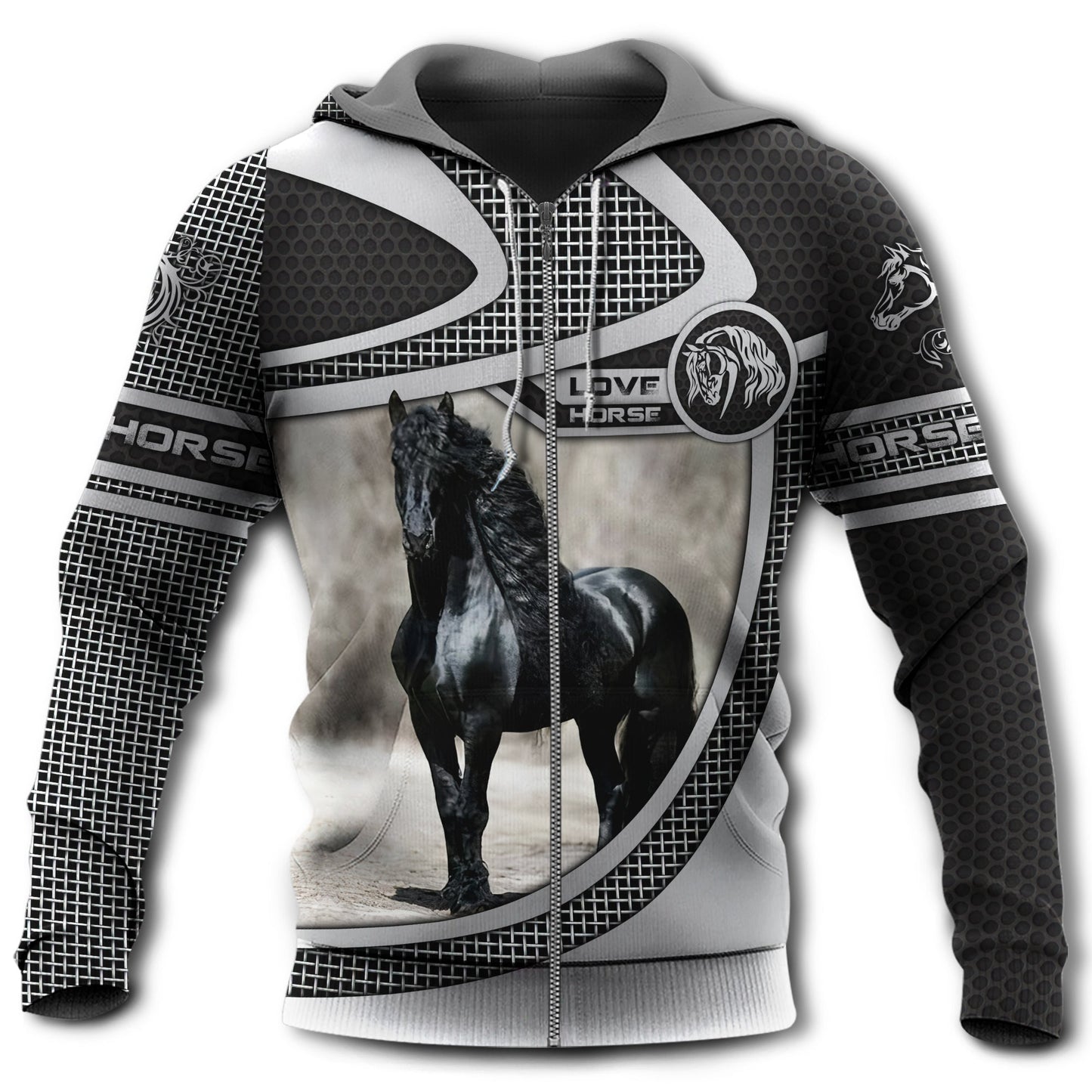 Horse Love Black Horse Style - 3D Hoodie