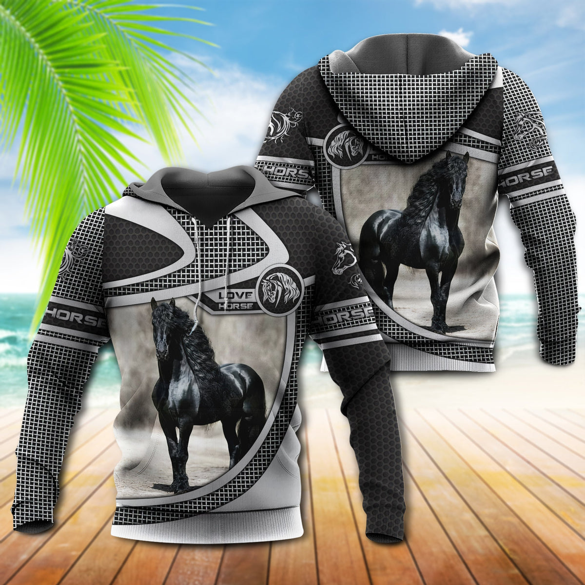 Horse Love Black Horse Style - 3D Hoodie
