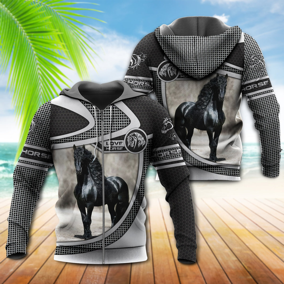Horse Love Black Horse Style - 3D Hoodie