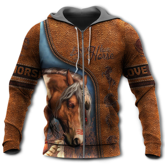 Horse Love Forever Leather Style - 3D Hoodie