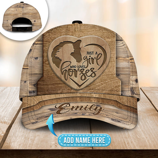 Horse Lover Girl Wood Personalized – Classic Cap