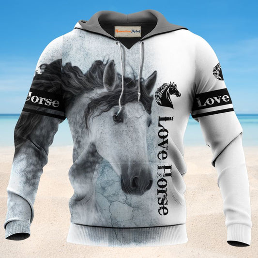 Horse Makes Me Happy Quote - 3D Hoodie
