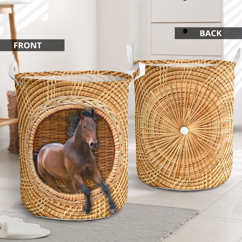 Horse Bamboo Wave Style - Laundry Basket - Owls Matrix LTD