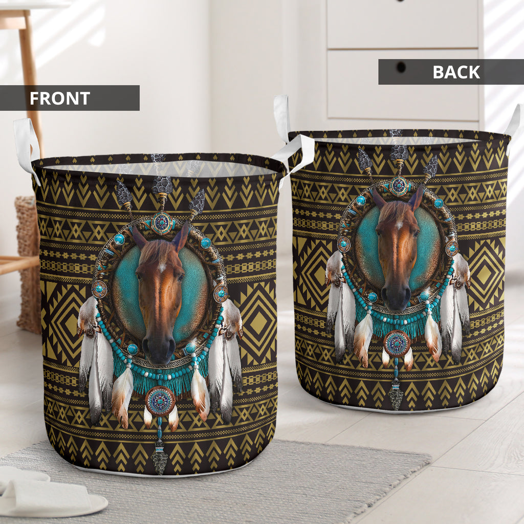 Horse native american - Laundry basket-Owls Matrix