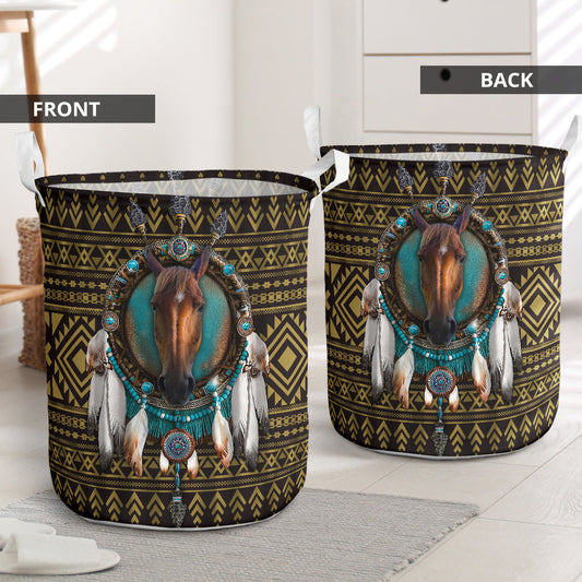 Horse native american - Laundry basket-Owls Matrix