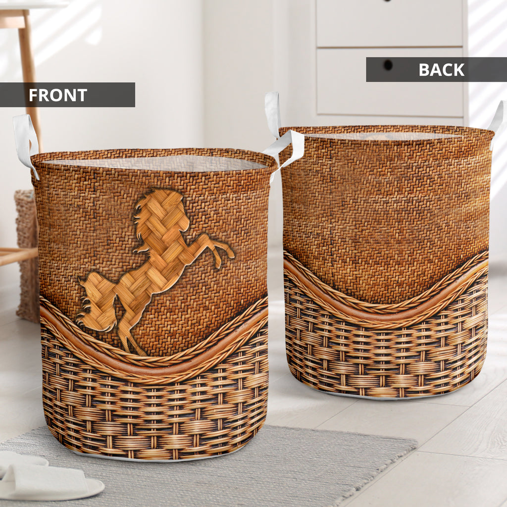 Horse Rattan Teaxture Nice Style - Laundry Basket - Owls Matrix LTD