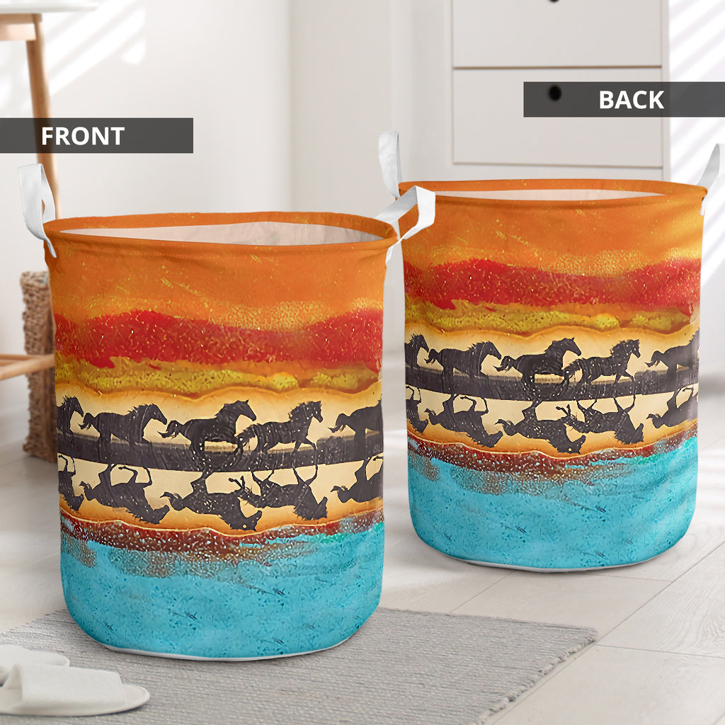 Horse Reflection In The Sunset - Laundry Basket - Owls Matrix LTD
