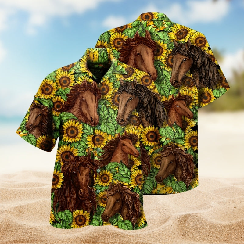 Horses And Sunflowers Limited Edition – Hawaiian Shirt