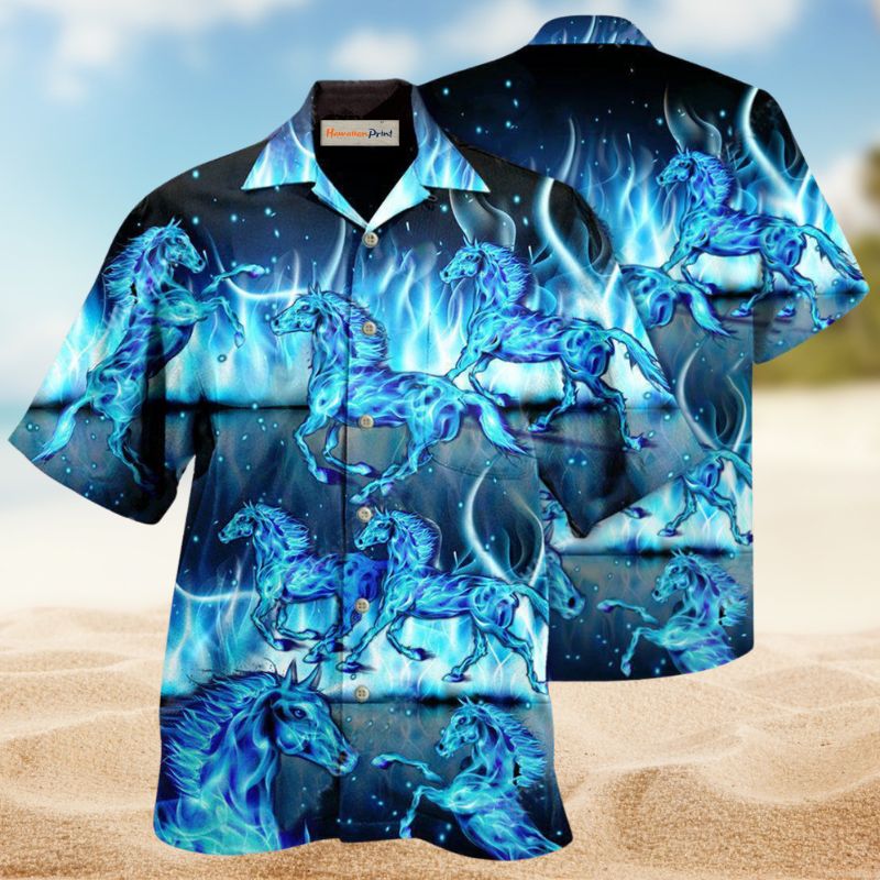 Horses Burning Blue Edition – Hawaiian Shirt
