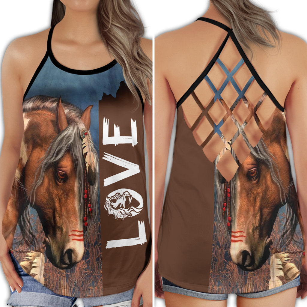 Horse Love Life Brown Tone Energy - Hollow Tank Top