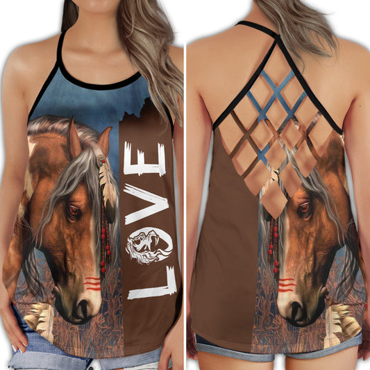 Horse Love Life Brown Tone Energy - Hollow Tank Top
