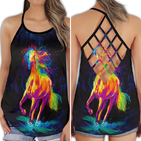 Rainbow Horse Run Wild Vibes - Hollow Tank Top