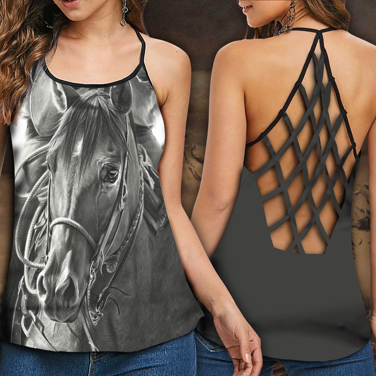 Horse Love Life Dark – Hollow Tank Top