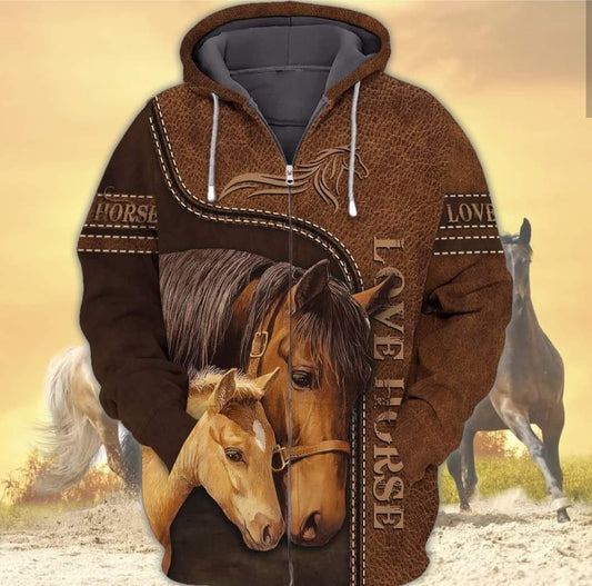 Horses Make Me Happy Art – 3D Hoodie