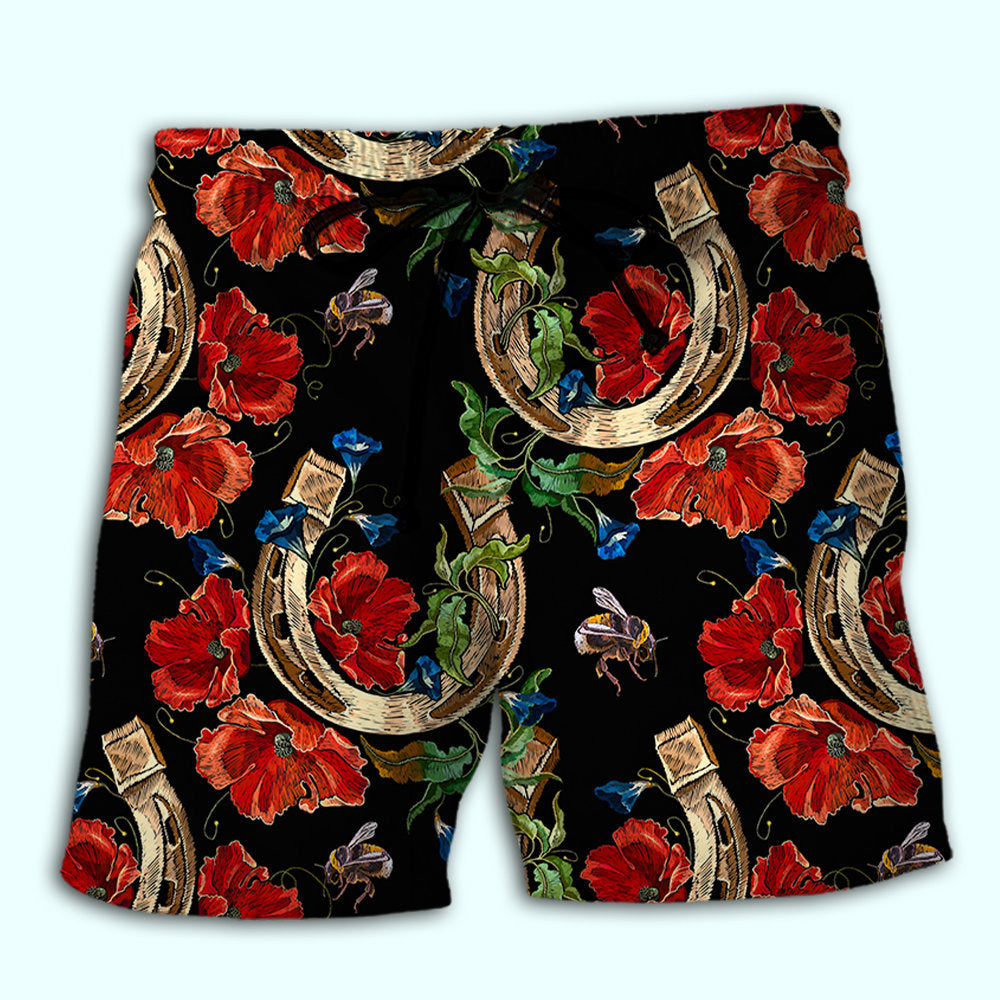 Horseshoe Floral Rose Cool Style – Beach Short