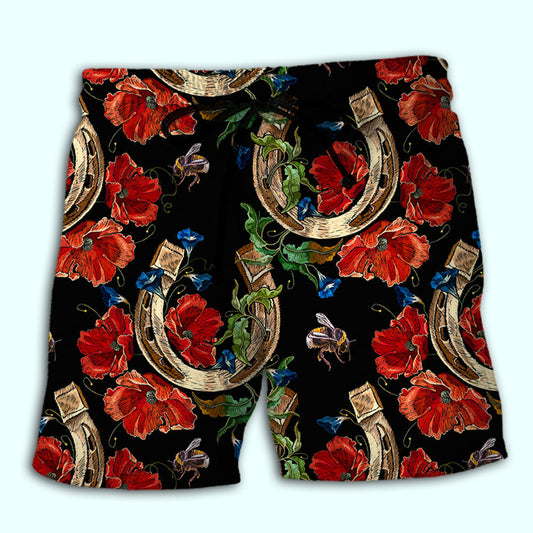 Horseshoe Floral Rose Cool Style – Beach Short