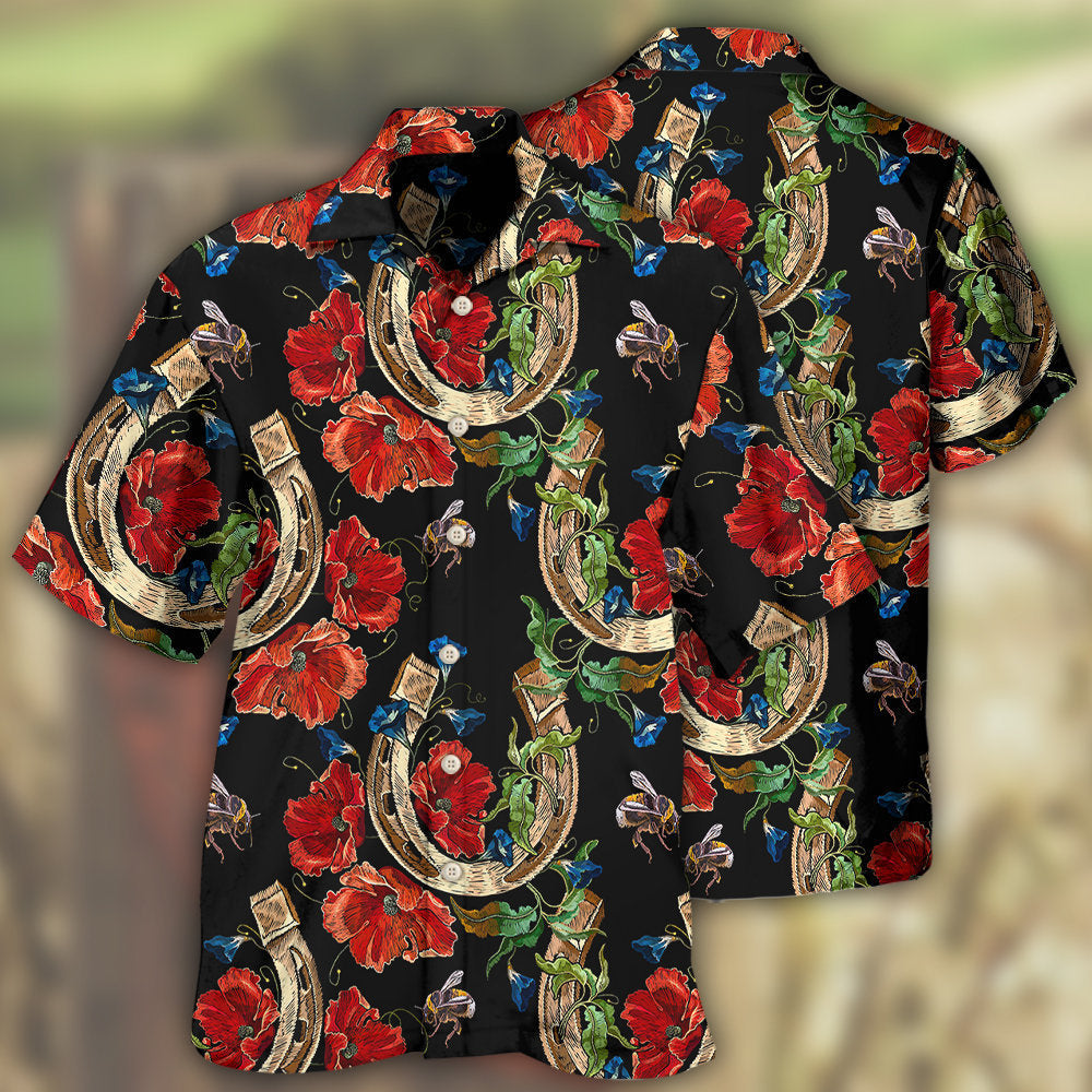Floral Horseshoe Lucky Symbol – Hawaiian Shirt