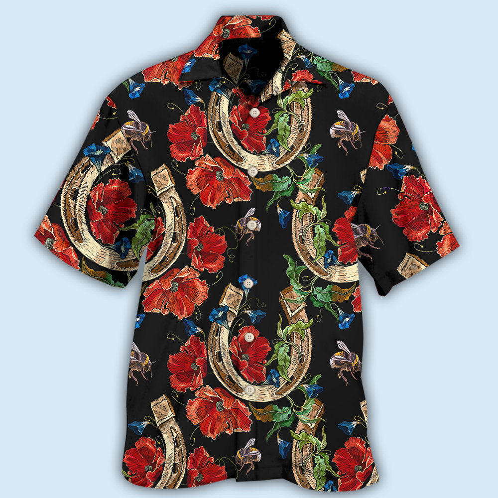 Floral Horseshoe Lucky Symbol – Hawaiian Shirt