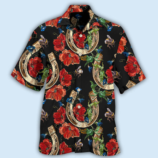 Floral Horseshoe Lucky Symbol – Hawaiian Shirt