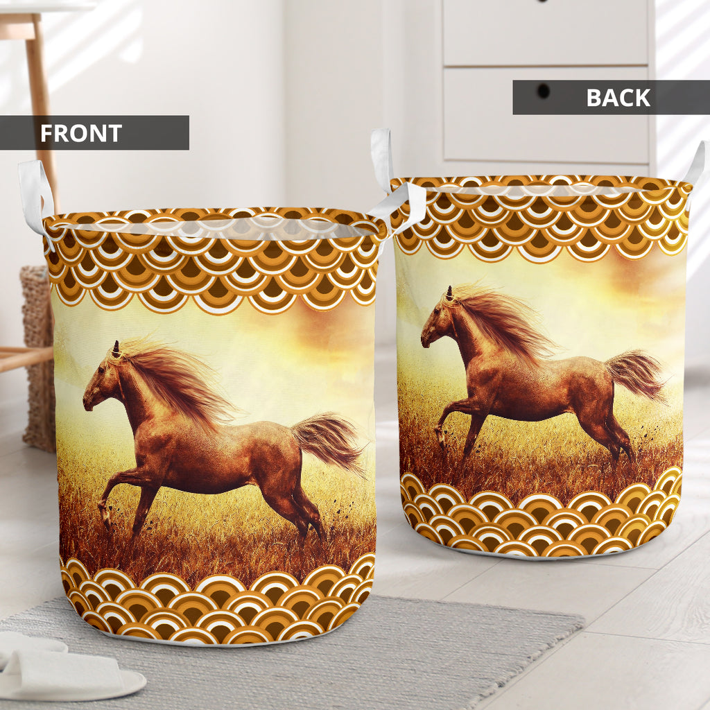 Horse Sunset - Laundry Basket - Owls Matrix LTD